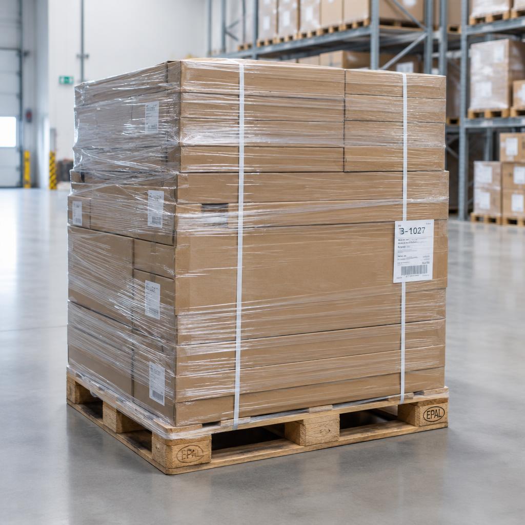 Palette 1 000 cartons 30 × 20 × 15 cm